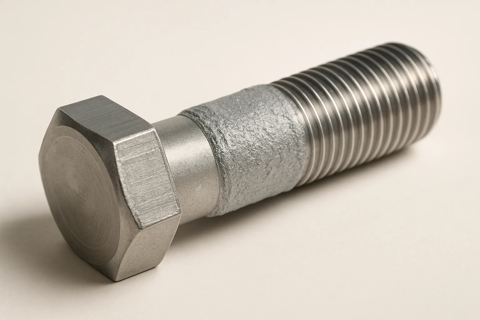 Stud bolt with silvery anti-seize coated threads