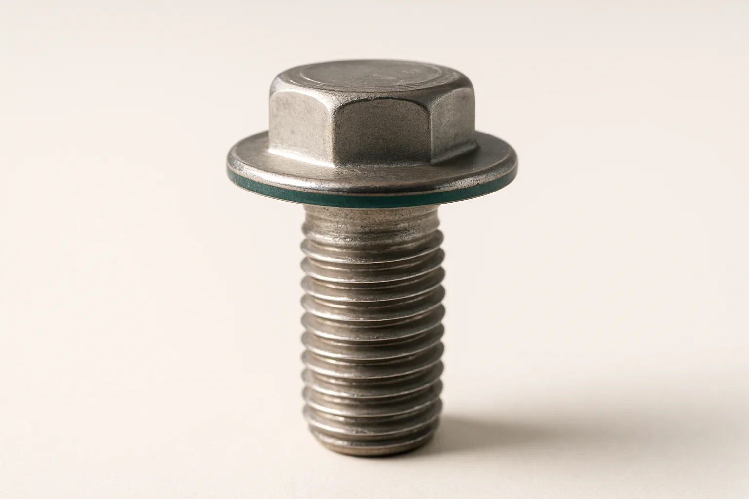 Flange bolt with pre-applied under-head sealing ring